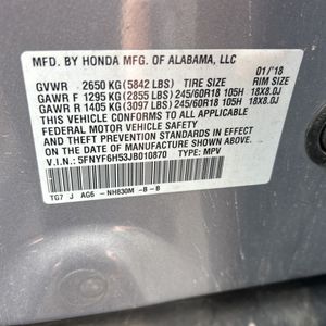 2018 Honda PILOT EX-L 照片 53