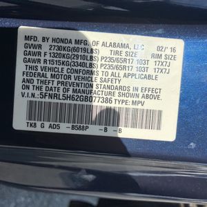 2016 Honda ODYSSEY EX-L 缩略图 54
